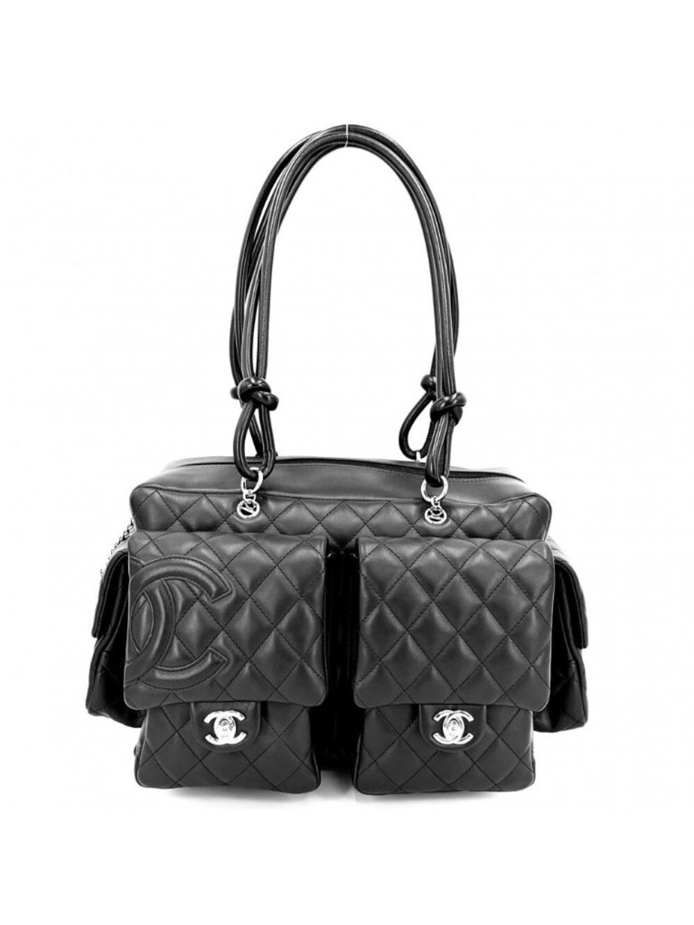 Chanel Handbag Cambon Line Multi Pocket Quilted CC Logo Shoulder Tote Lambskin
